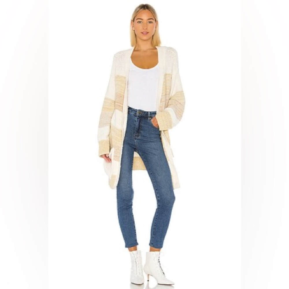 Free People Southport Beach Cardigan Oversized in Grain Combo stripes Size Small
